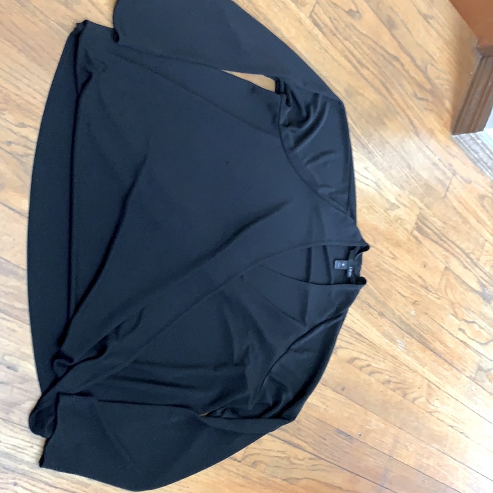Aqua v neck draped black top size medium